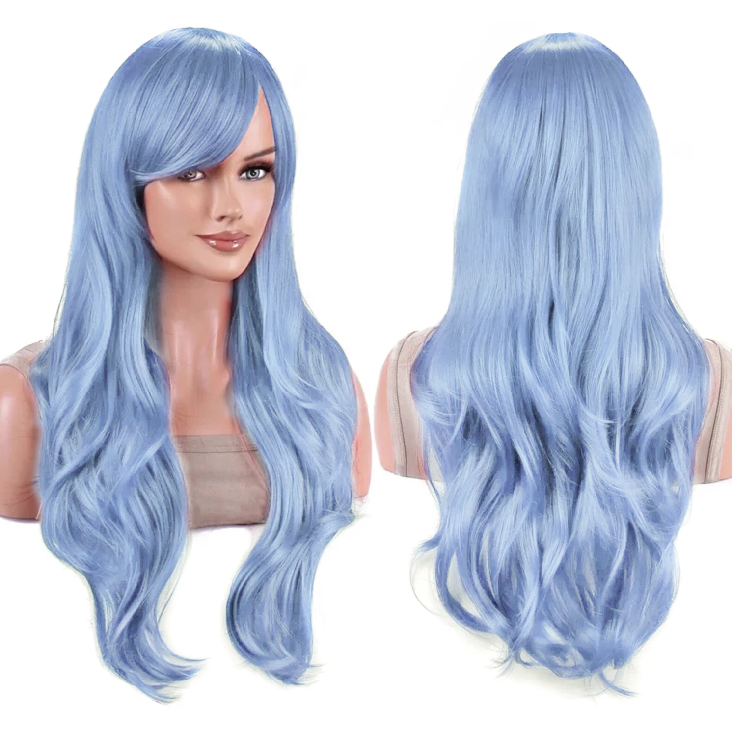 Synthetic Hair Light Sea Green Wavy Lolita Cosplay Wig Anime Erio Touwa Wigs Halloween Kurumu Kurono Costume Wig for Women