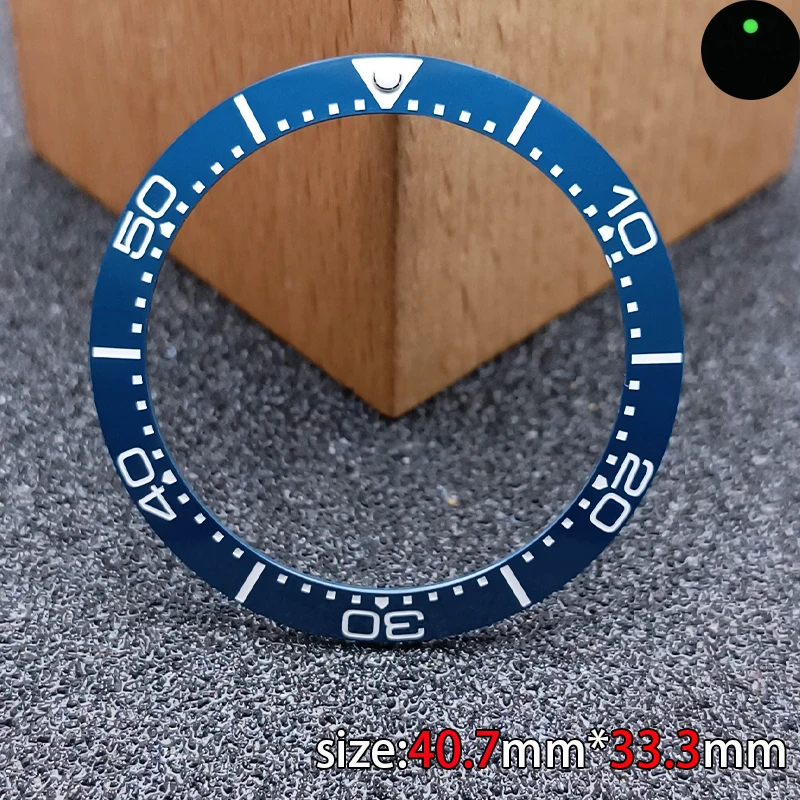 틸트 40.7mm * 33.3mm 세라믹발광 베젤다이빙 시계 인서트 적합한 남성용 시계 교체 시계