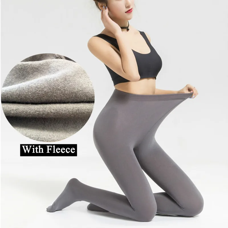 DOIAESKV Frauen Enge Plus Größe Warme Winter Fleece Strumpfhosen 120D Hohe Taille Weibliche Stretchy Herbst Samt Thermische Strumpf Frauen – Detail 9