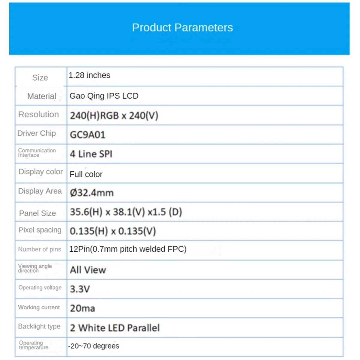 Popular 1.28 Inch TFT Screen Display Module 1.28Inch IPS Round Colorful LCD Board 240X240 SPI Interface GC9A01 Driver