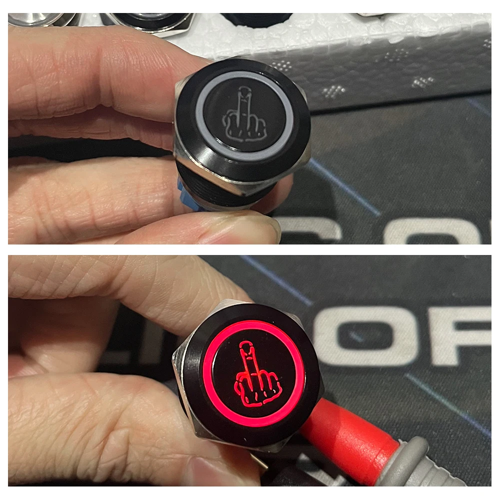 16/19/22mm Rear Light Push Button Switch Despise Symbol Power Sign Waterproof Car Engine Sport Start Stop 6V 12V 24V 220V