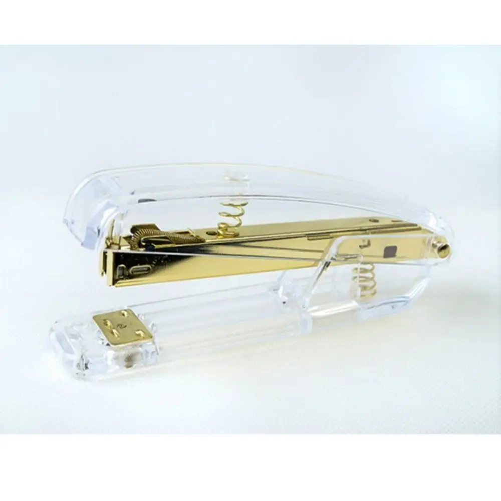 Durable Manual Transparent Stapler Rose Gold Transparent Paper Stapler Creative Portable Book Binding Machines Student