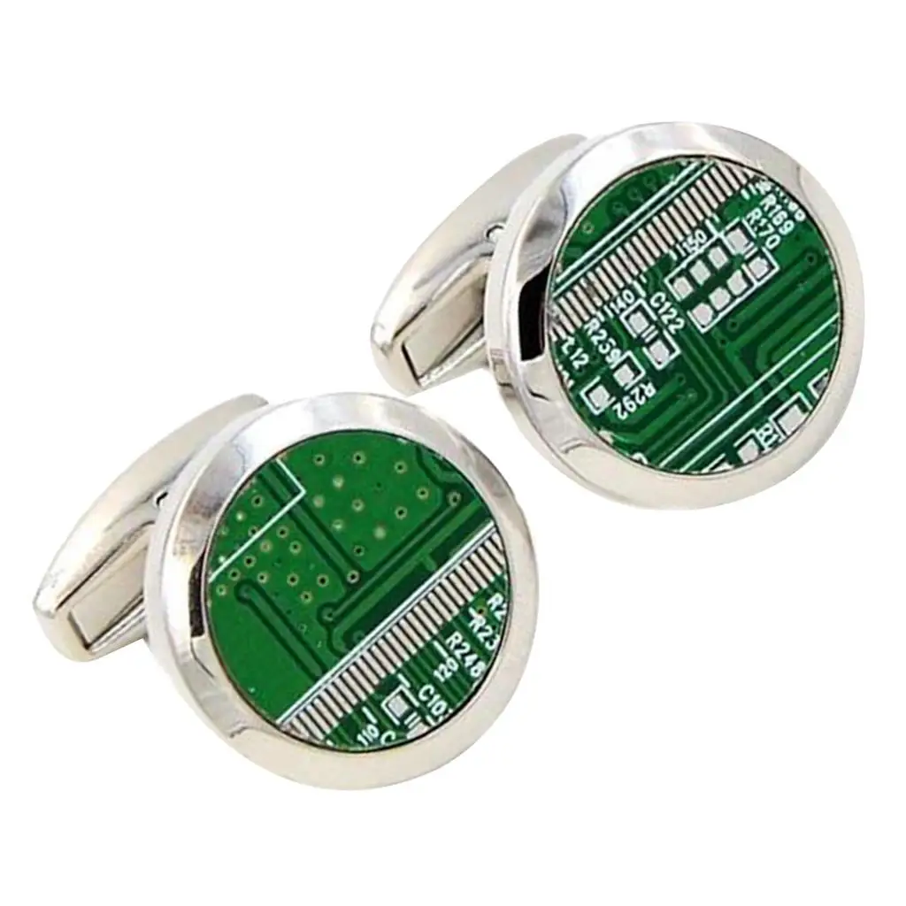 1 Pair Circuit Board Computer Design Cufflinks Wedding Gift Men Shirt Jewelry Accessories