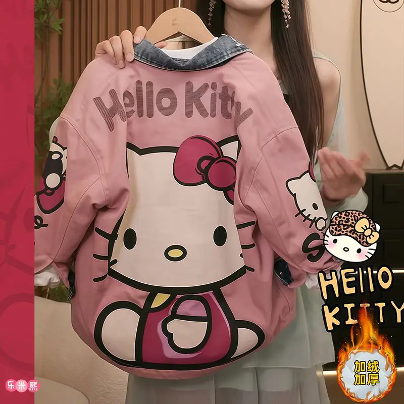 الفتيات الدنيم الكرتون جاكيت من الصوف 2025 جديد الخريف والشتاء الصوف المتكاملة الصوف سميكة Kt الكورية #4