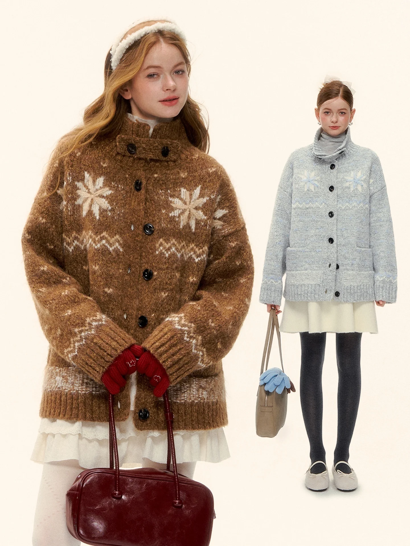 

Вязаный кардиган AsGony из смесовой шерсти в стиле Lazy Style с узором Fair Isle и цветочным принтом, женское утепленное пальто средней длины с длинными рукавами