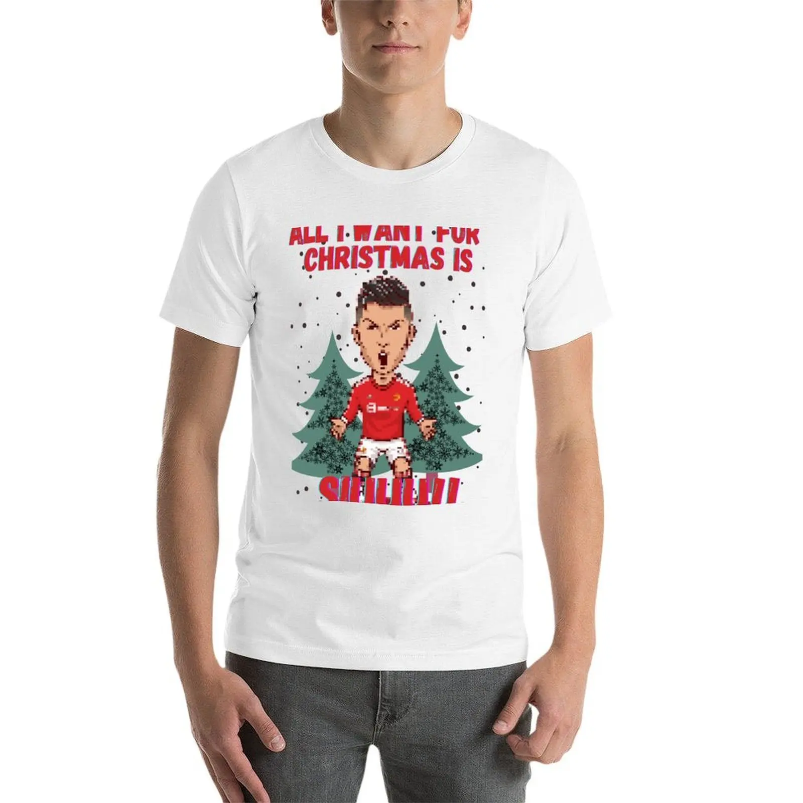 كل ما أريده لعيد الميلاد هو Siuuu تي شيرت رجل تي شيرت قطن عالي الجودة تي شيرت للرجال تي شيرت