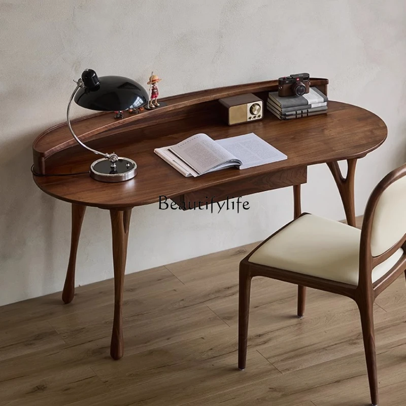 

05-North American black walnut solid wood desk computer desk writing desk log