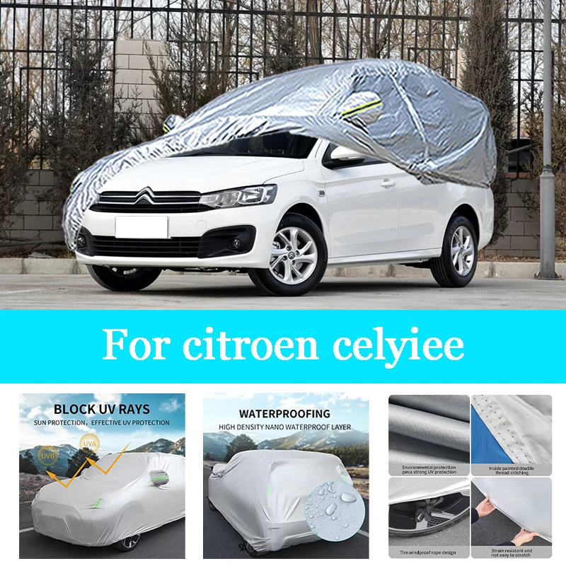 

Car Cover Outdoor Full Exterior Snow Cover Sunshade Waterproof Dustproof Protection with Reflective Strips for Citroen Celyiee