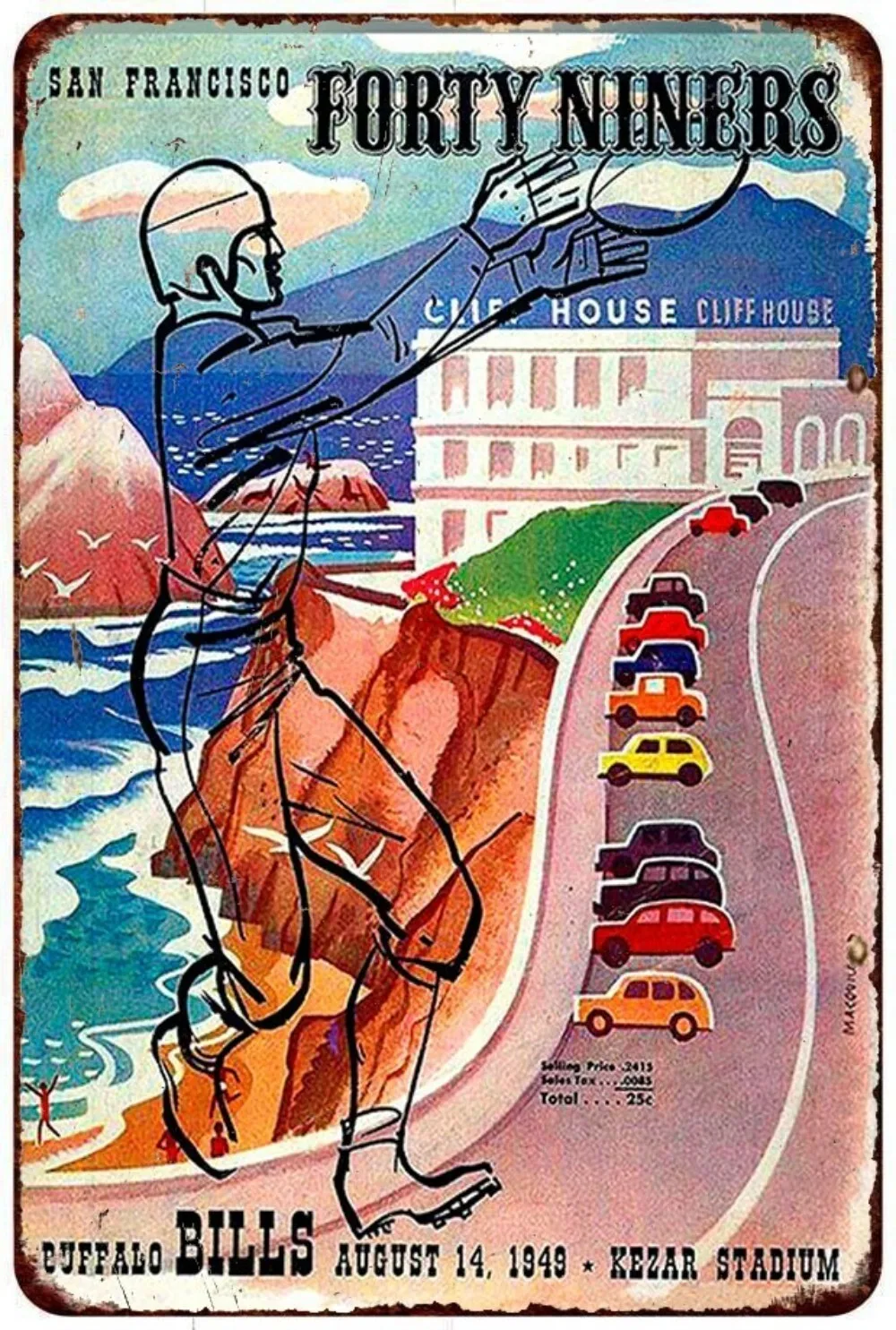 استنساخ غطاء برنامج Sports 49ers vs Bills Vintage 1949، علامة حنين كرة القدم الرجعية