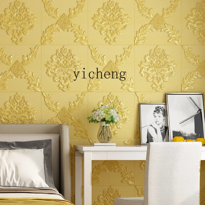 YFY  3D European Style Embossed Three-Dimensional Self-Adhesive Living Room Wallpaper Restaurant