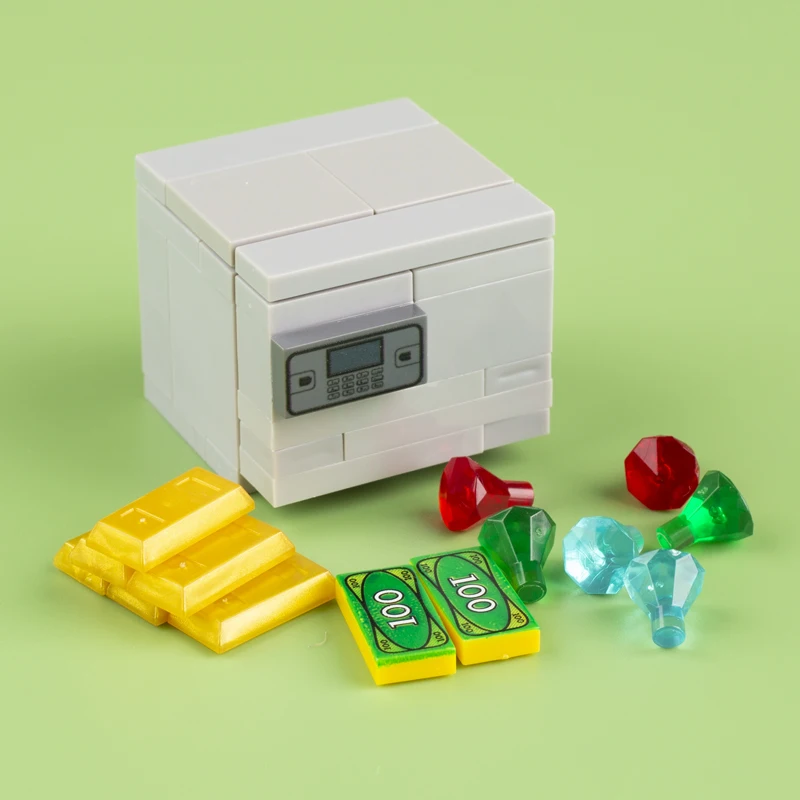 Anti-theft Safe Box Building Blocks City Accessories Purse Diamond Dollar Bills Gold Bar Silver Bars MOC Bricks Boy Toys 99563