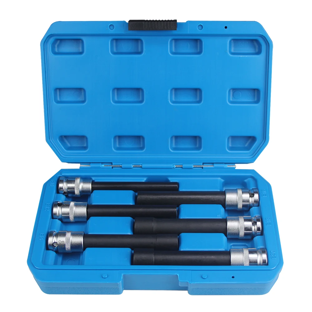 

E‑Type Extra Long Socket Adapter Set E10 E12 E14 E16 E18 E20 Socket Sets for Cylinder Head 6PCS/Set