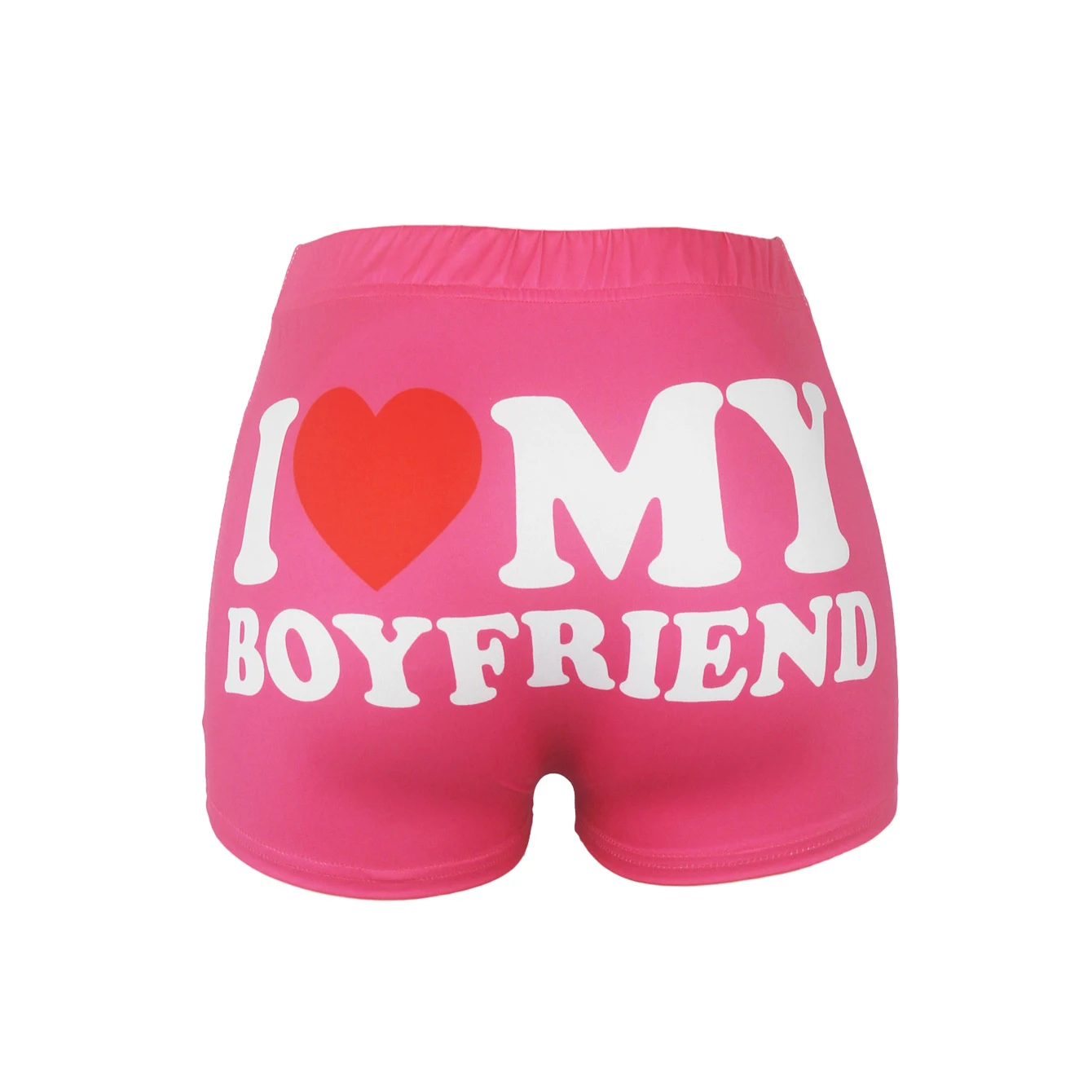 Booty Shorts for Women Letter Print I LOVE MY BOYFRIEND Elastic High Waist Workout Gym Track Hot Shorts Sexy Yoga Loungewear