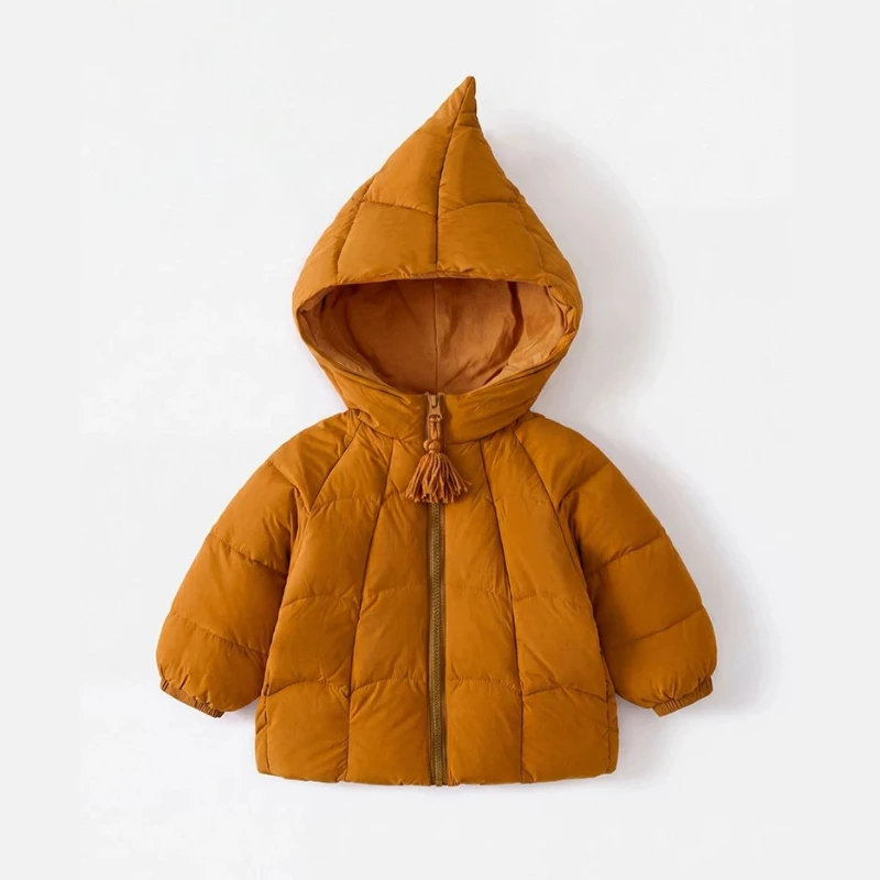 2026 Winter New Children's Little Elf Hat Solid Color Thickened Warm Design Cotton Jacket