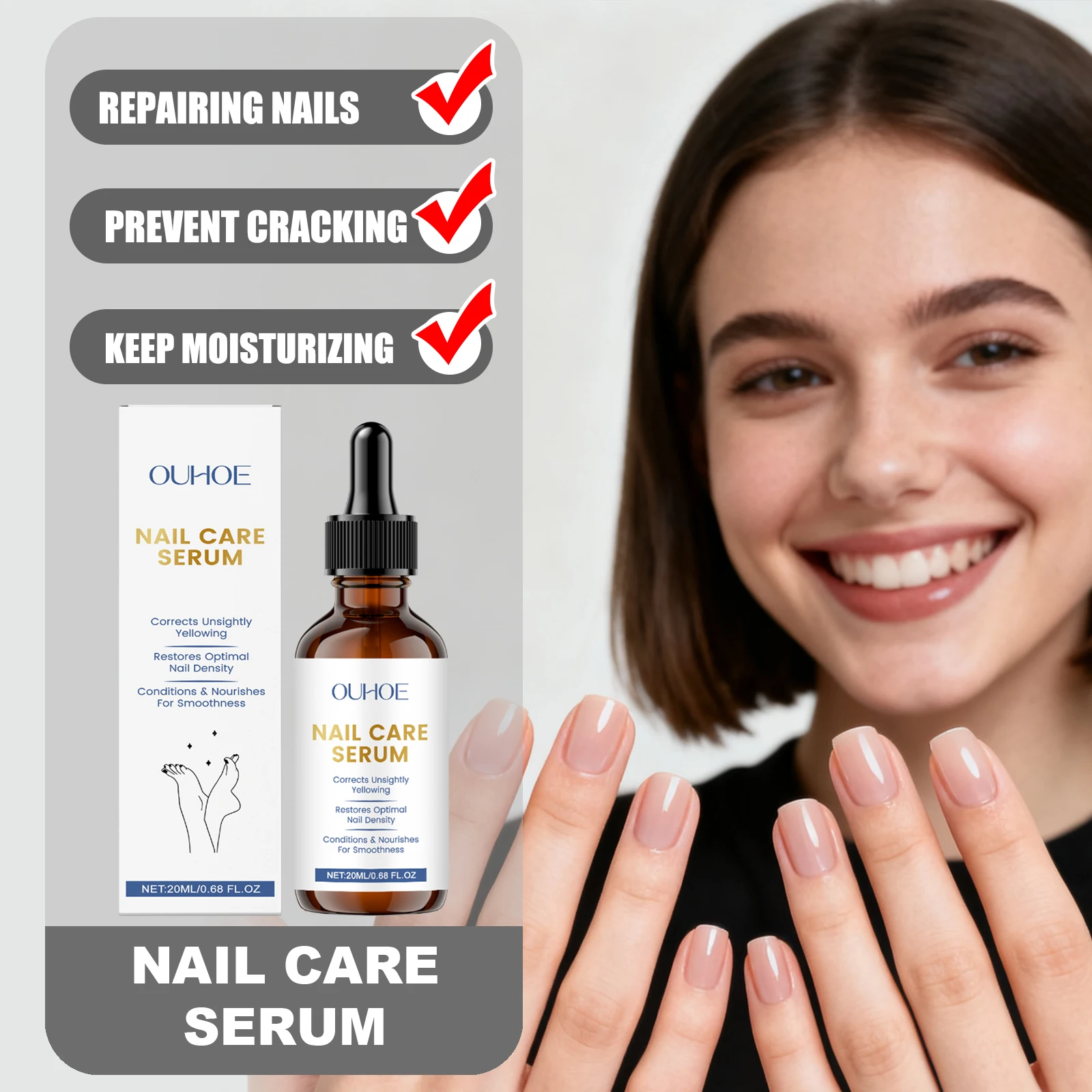 مصل العناية بالأظافر من OUHOE يعزز الأظافر ويستعيد اللمعان الصحي ويغذي البشرة حول الأظافر وتقليل التكسير بدلة الأظافر الهشة