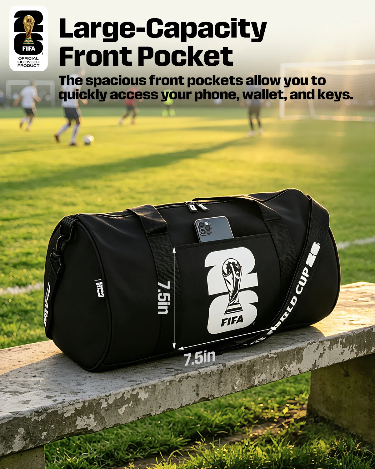 Sac de sport officiel Coupe du monde FIFA 2026, sac de sport imperméable de grande capacité avec sangle réglable pour l'entraînement au football