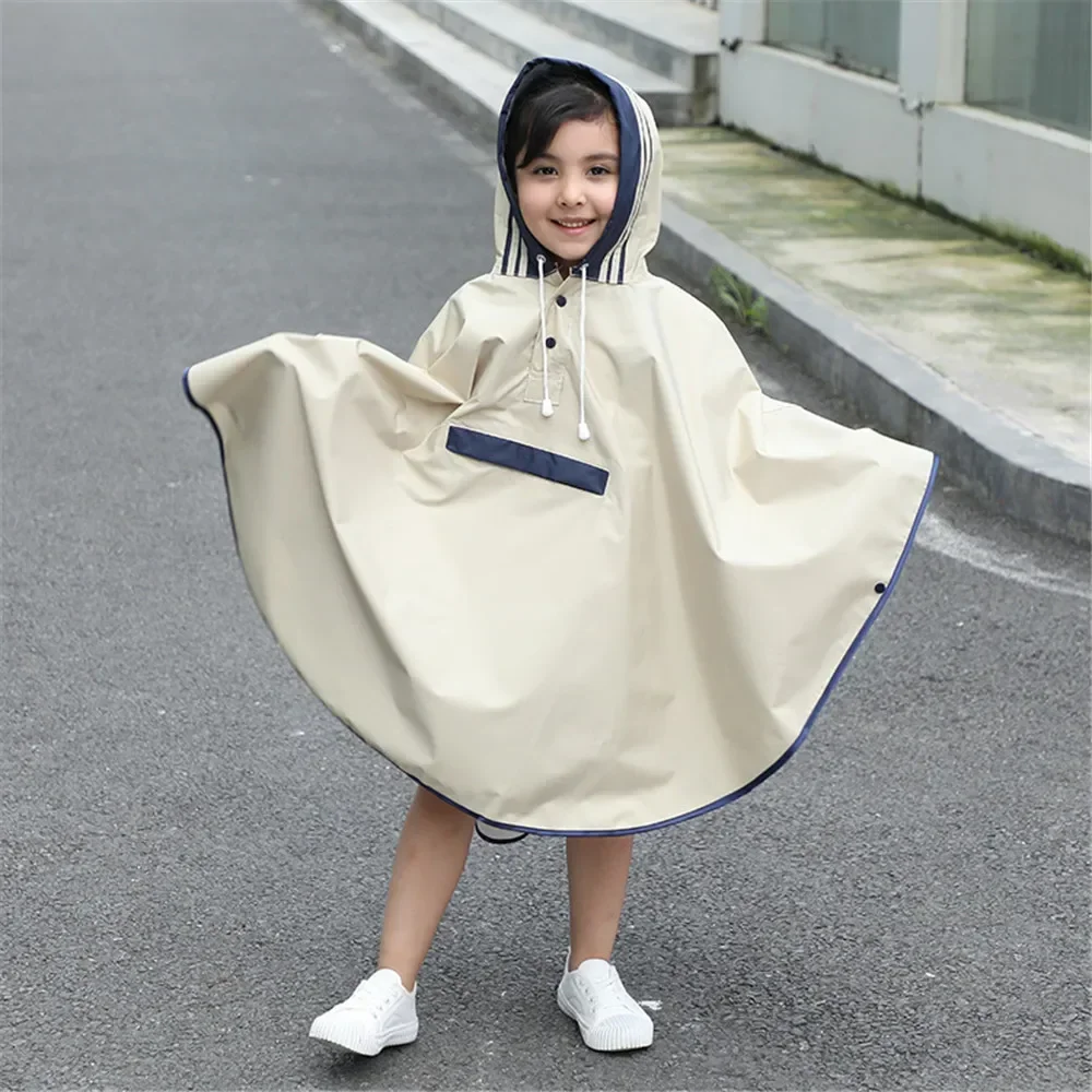 Waterproof Hooded Impermeable Kids Ponchos Rain Suit Rainwear with Space for Schoolbag Parent-child Raincoat Kids for Girls Boys