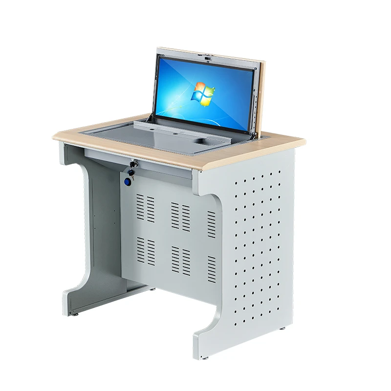 classroom school furniture flip up computer desk safety box multifunction turn over the computer desk flip up desk