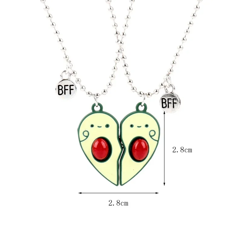 2pcs/set Green Avocado Best Friends Love Necklace for Children BFF Friendship Jewelry Gifts For Kids