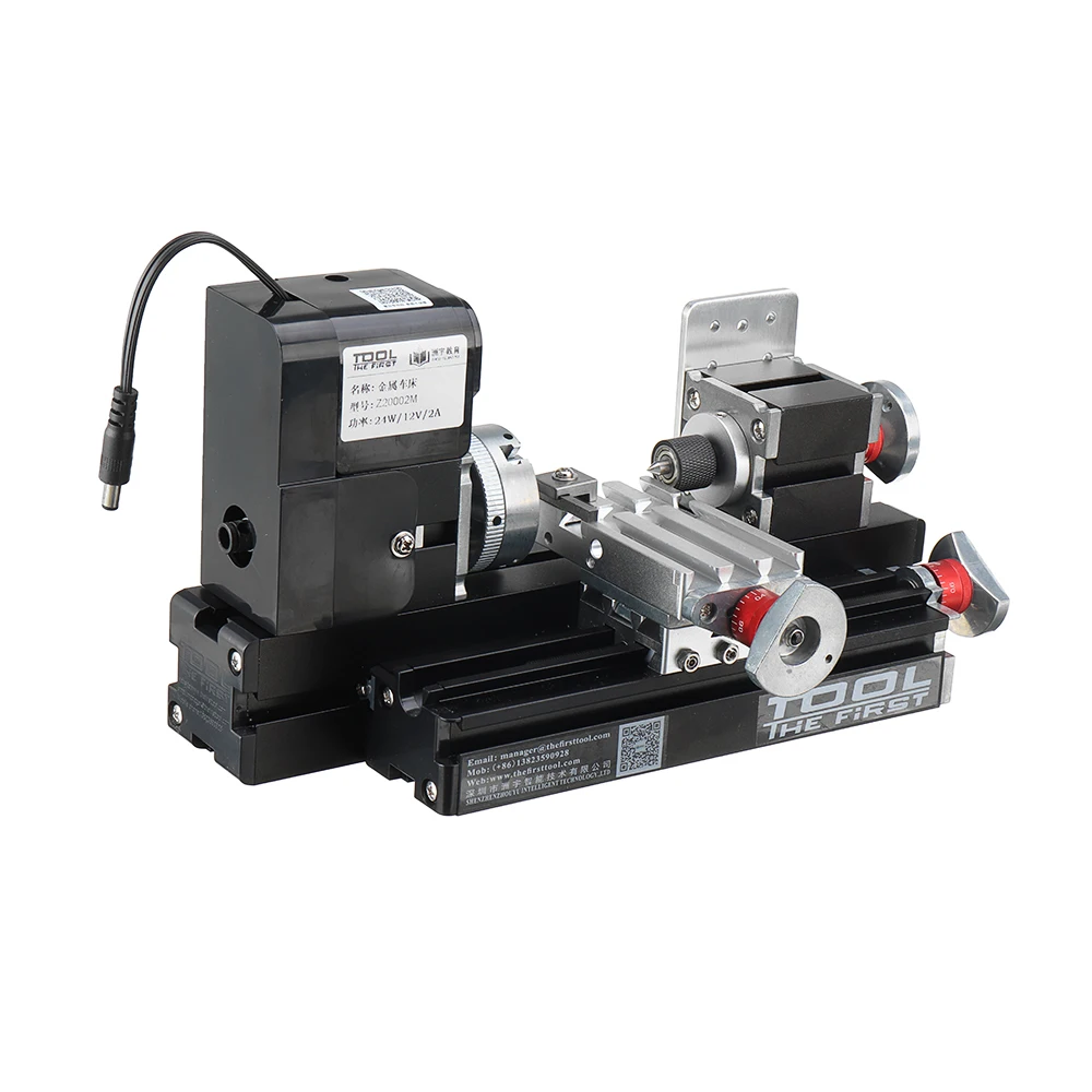 Z20002M Mini Tornio per Legno Spina UE 12V DC 2A 24W Multiuso 2000 giri/min Tornio Rotante per Metallo Macchina Strumento per la Lavorazione del Legno