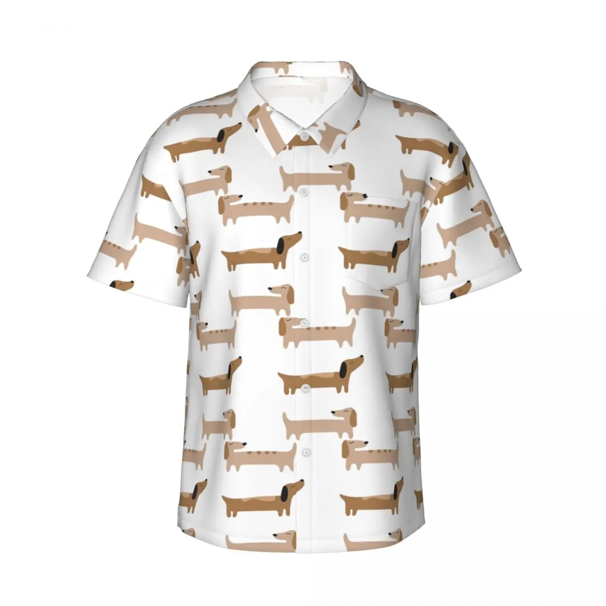 

Home Decor - Dachshund Men's Shirts Hawaiian Short Sleeve Shirt Fashion Button Tops for Summer Beach
