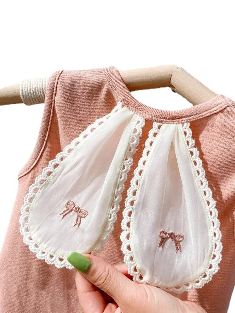 Faionable tenue d'été pour filles bébé deux pièces ensemble Svel rond Ne couleur trajet Sle Version coréenne soie Ma...