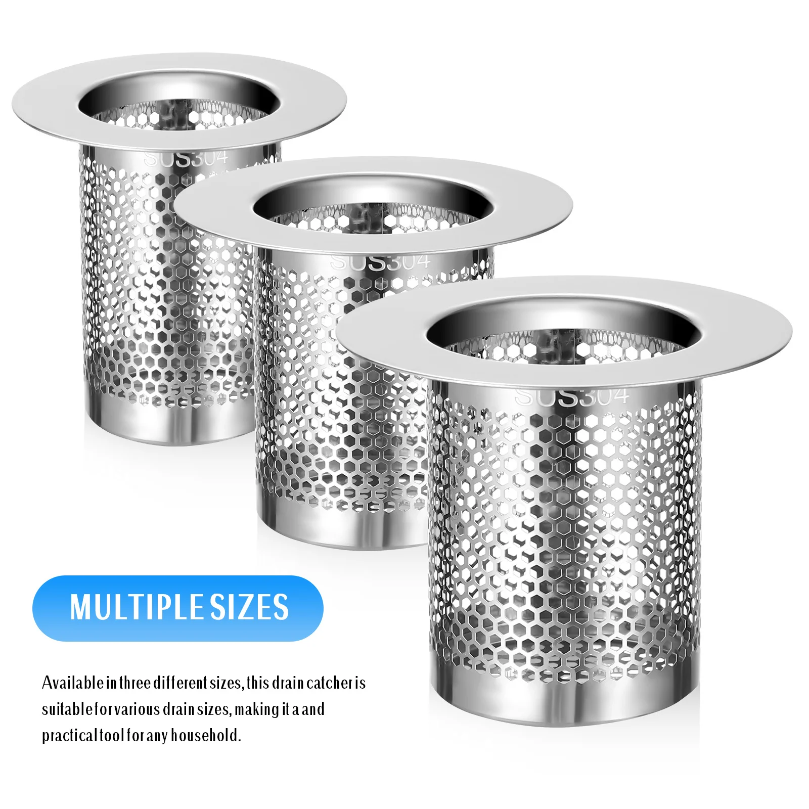 3 قطعة مصفاة استنزاف من الفولاذ المقاوم للصدأ لحوض الاستحمام دش شبكة تصفية الماسك لمنع الانسداد سهلة التركيب غطاء للصرف