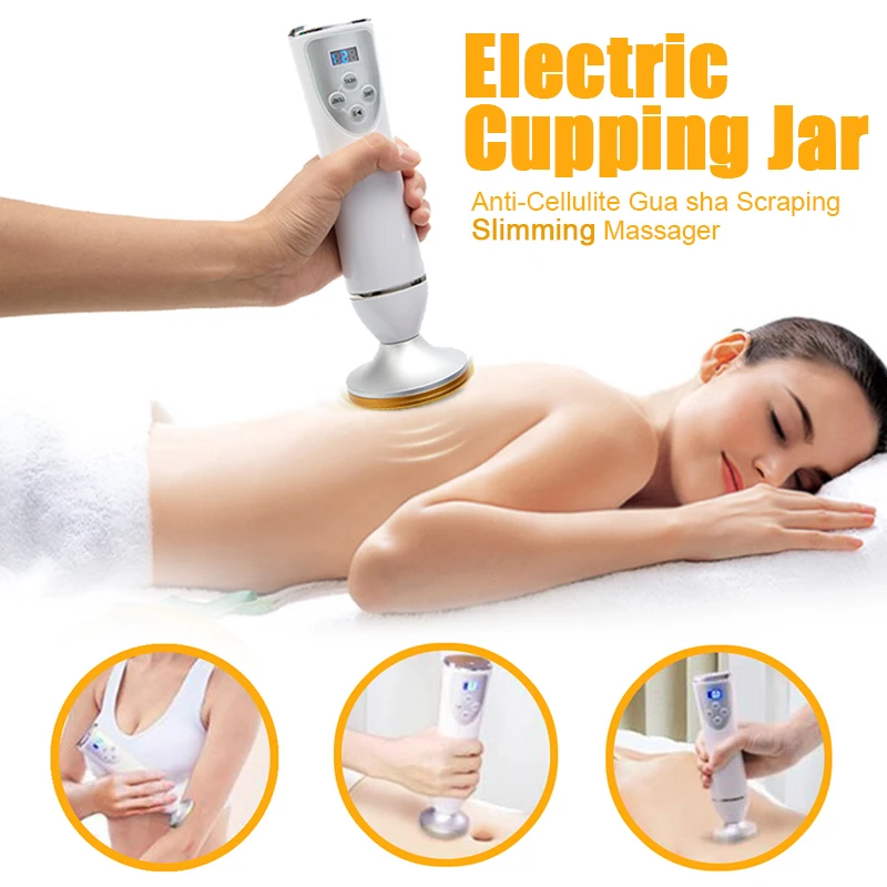 Electric Cupping Massager Vacuum Suction Cup GuaSha Anti Cellulite Scraping Infrared Heat Slimming Massage Therapy Health Tool