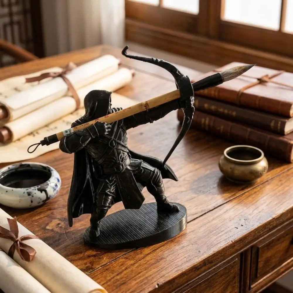 Creative 3D Printed Knight Pen Holder Plastic Retro Archer Pen Stand Stable Multi-Functional Pencil Stand Home Decoration