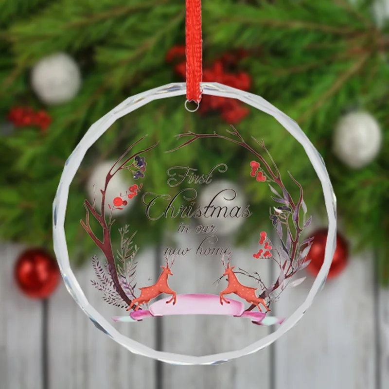 قلادة زجاجية ساحرة مقاس 3 بوصات من الأيائل الحمراء - مناسبة لعيد الميلاد وديكور السيارة وحقائب الظهر والمزيد - بما في ذلك الحبل #6