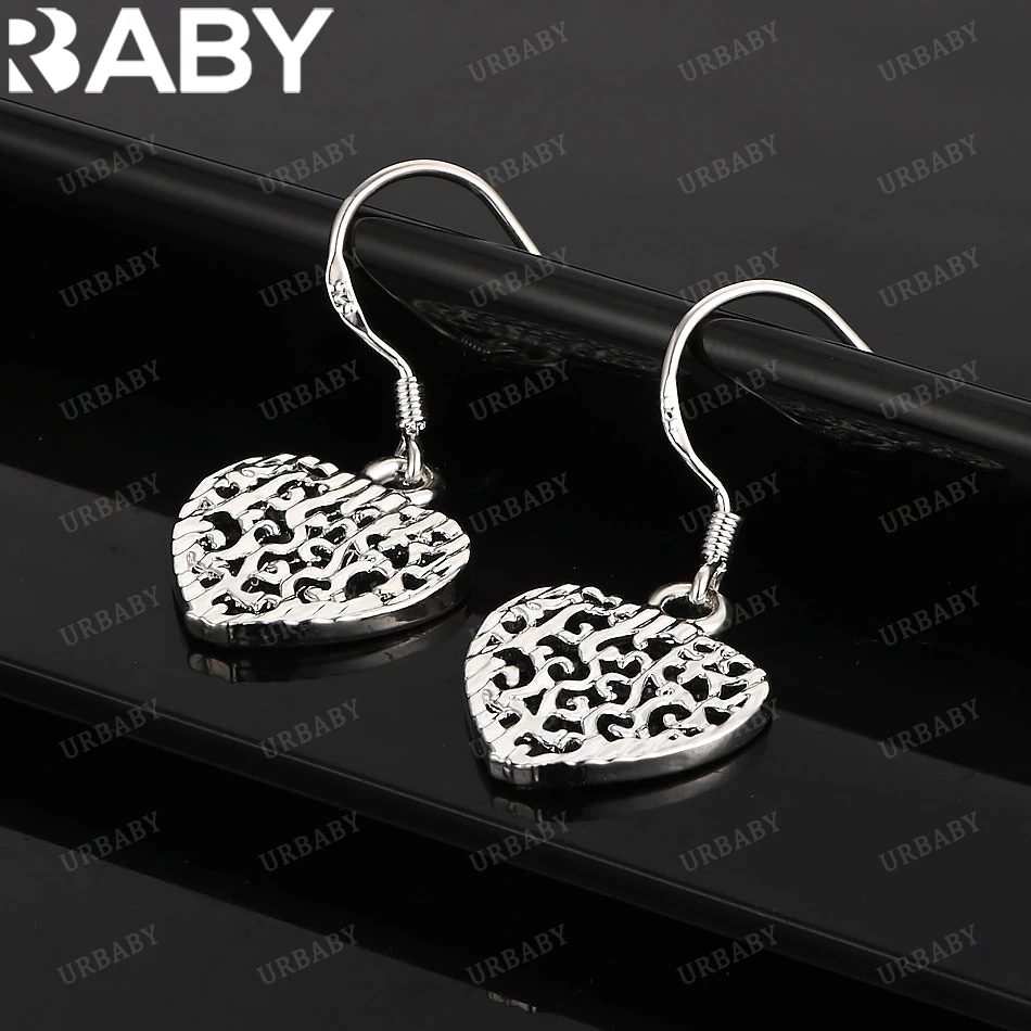 

URBABY 925 Sterling Silver Earrings Hollow Heart Drop Earrings For Women Jewelry Fashion Party and Daily Wear