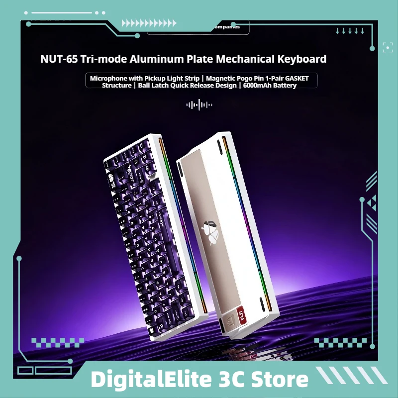 

Weikav Nut65 Mechanical Keyboard Transparent Shell Aluminum Alloy Tuotuo Bluetooth/Wired Dual Modes Ideal Laptop Esports