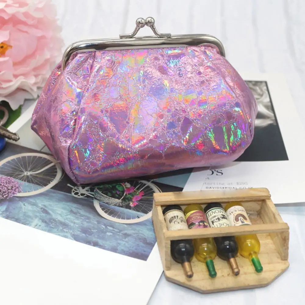 Wallet Women Fashion Purse Laser Holographic Kiss Lock Coin Card Keys Holder Wallet