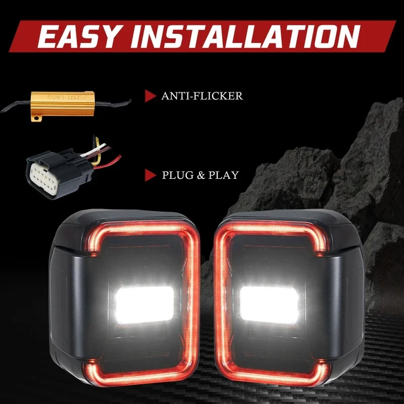 1 Pair Smoke Lens LED Tail Light Rear Reverse Turn Light for Jeep Gladiator JT 2020-2022 (US/EU Version)