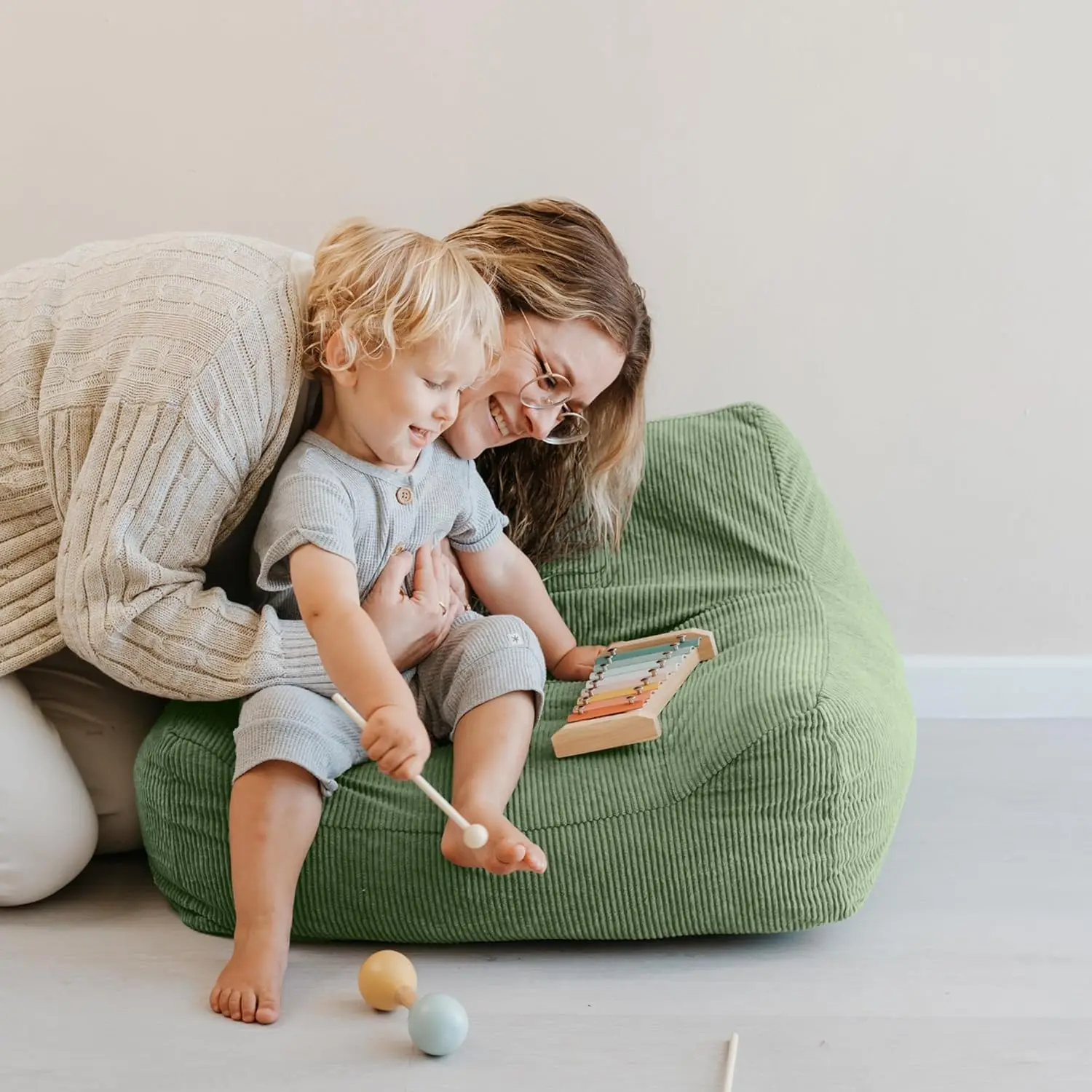 Soft Memory Foam Bean Bag Chair for Toddlers - Trendy Kids Chair and Lounger for Nursery, Playroom, or Living Room