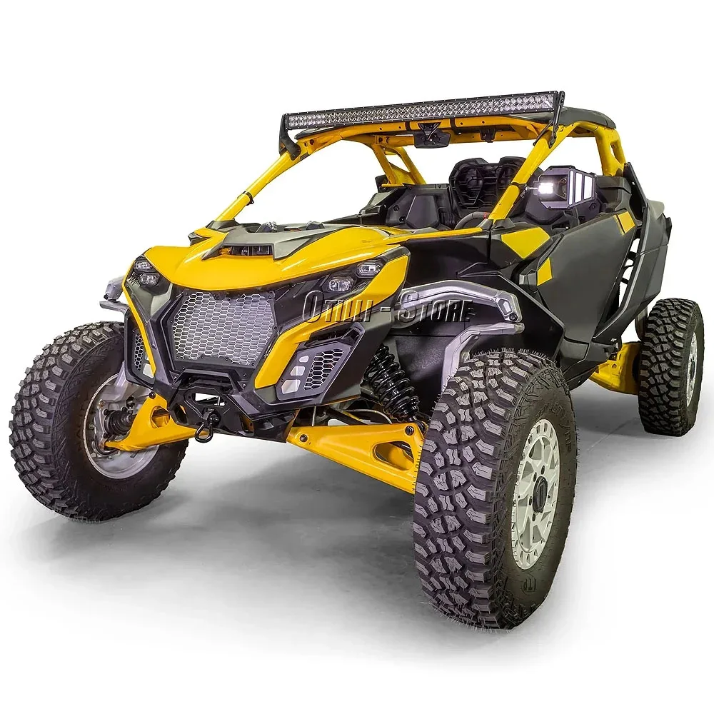 新型UTVアクセサリー MAVERICK R マベリックR フロントグリルカバー バンパーメッシュグリルセット Can-Am MAVERICK R 2024 2025用