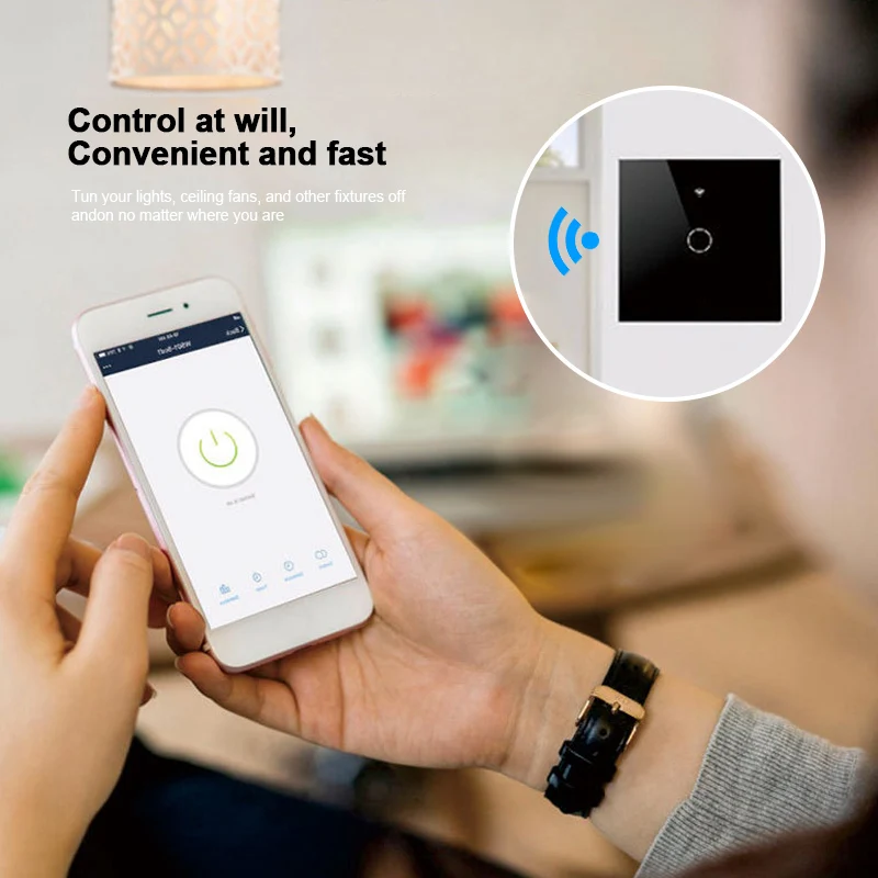 Smart Wireless Remote Control Switch Black/White Luxury Crystal Glass Panel RF433 Smart Home Wall Light Control 1/2/3/4 Gang