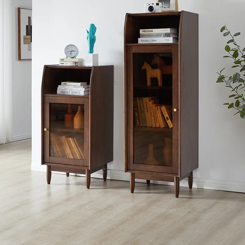 

Solid wood bookcase Floor-to-ceiling home study Simple multi-layer cabinet with door Living room shelf cabinet