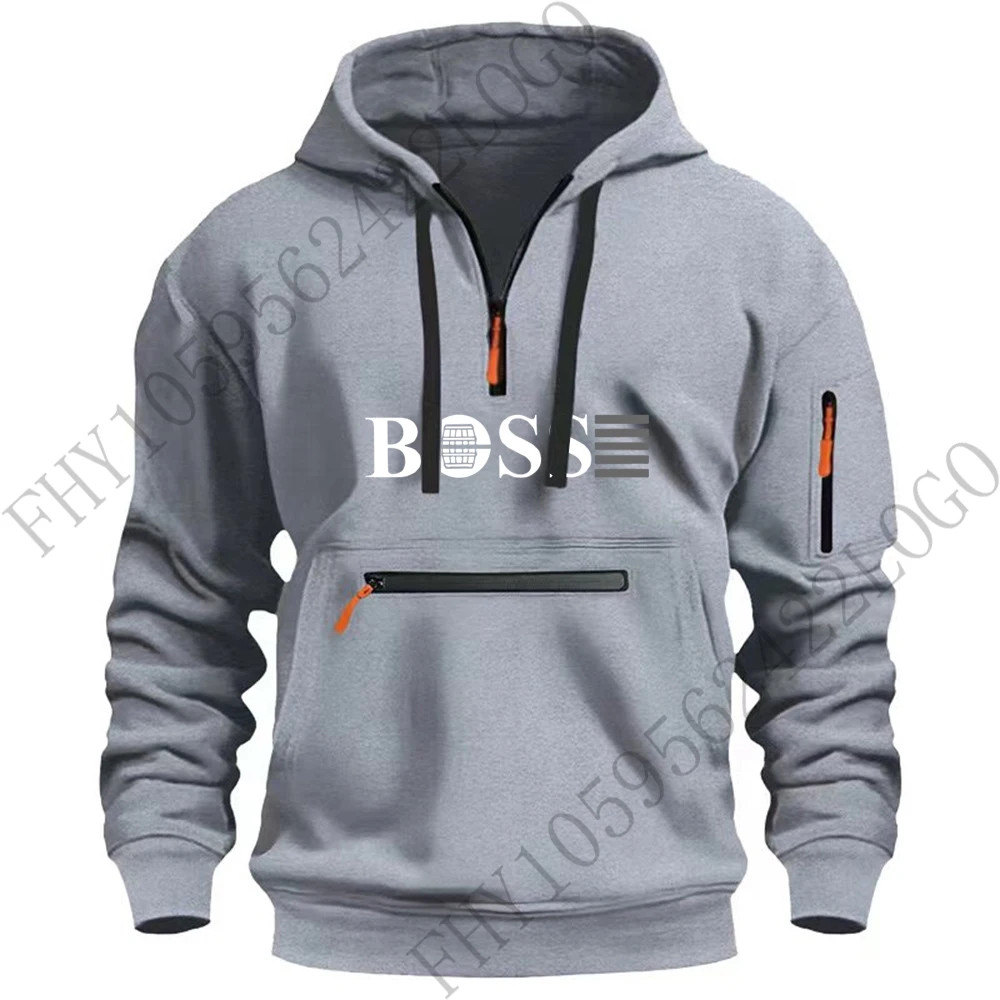 2024 Autumn/Winter new digital printed men\'s casual sports zipper hooded long-sleeved European size hoodie pullover