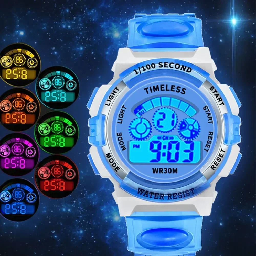 Colourful LED Lights Flashing Glow Up Boys Girls Kids Children\'s Day Party Gifts Digital Electronic Luminous Watches Clock