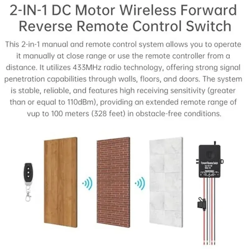 ABWR-Linear Actuator Manual Remote Dual Control Switch DC12V-72V/30A Waterproof Wireless Remote Forward Reverse Parts