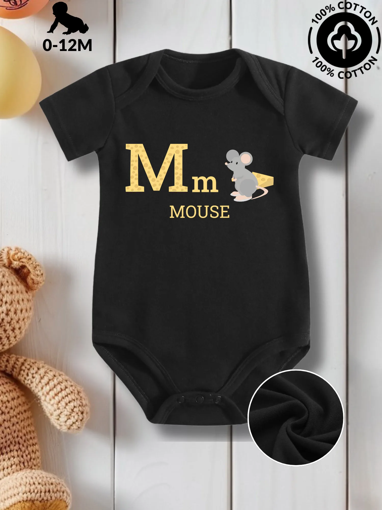 

Детский комбинезон M For Mouse унисекс для ползания, из чистого хлопка, для ухода за кожей, всесезонный, черный, 190GSM