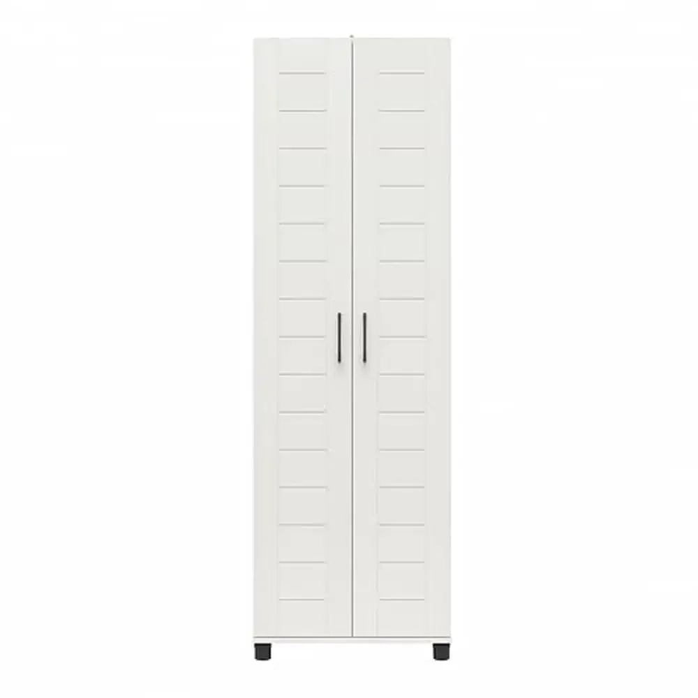 Wooden 2-Door Cabinet White Finish Multi-Use Storage Solution Easy Assembly