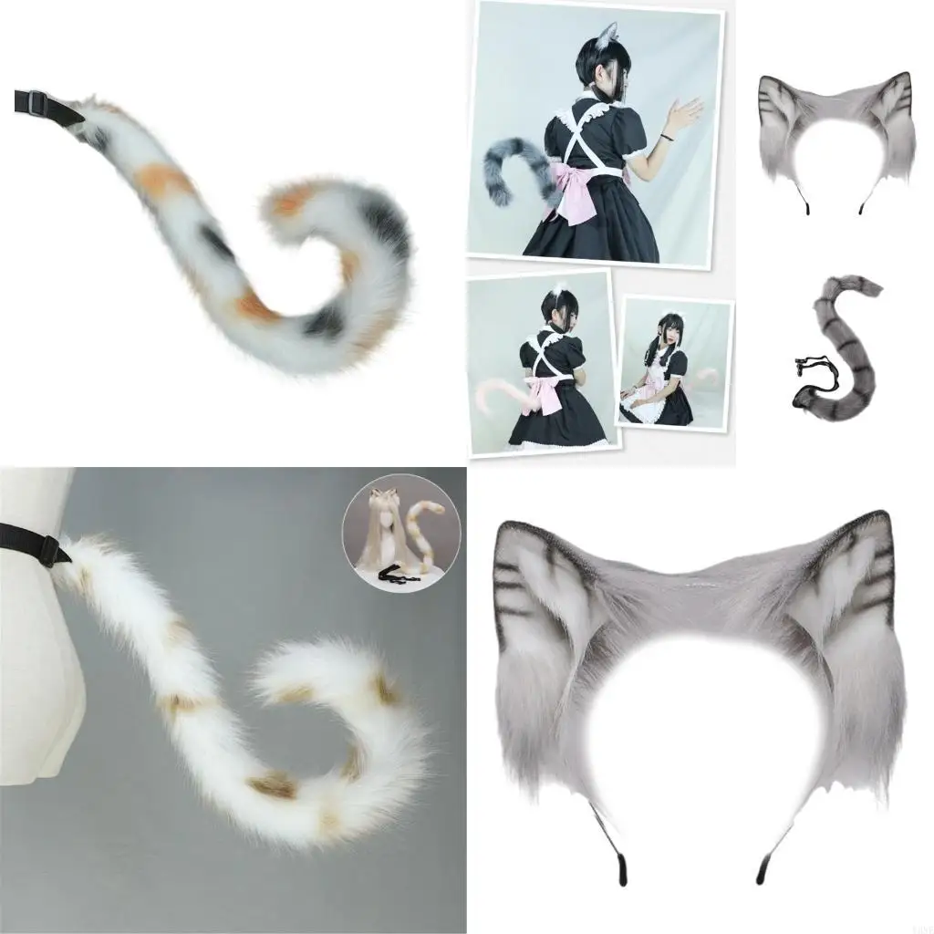 

Y3NE Cats Ears Headbands Adjustable Soft Plush Hairband Hair Accessory For Kids Adul