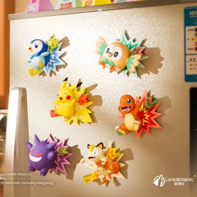 Genuine PokéMon Shiny Debut Series Blind Box 3d Fridge Magnet Ornament Pikachu Gengar Figure Cute Anime Merchandise Gift