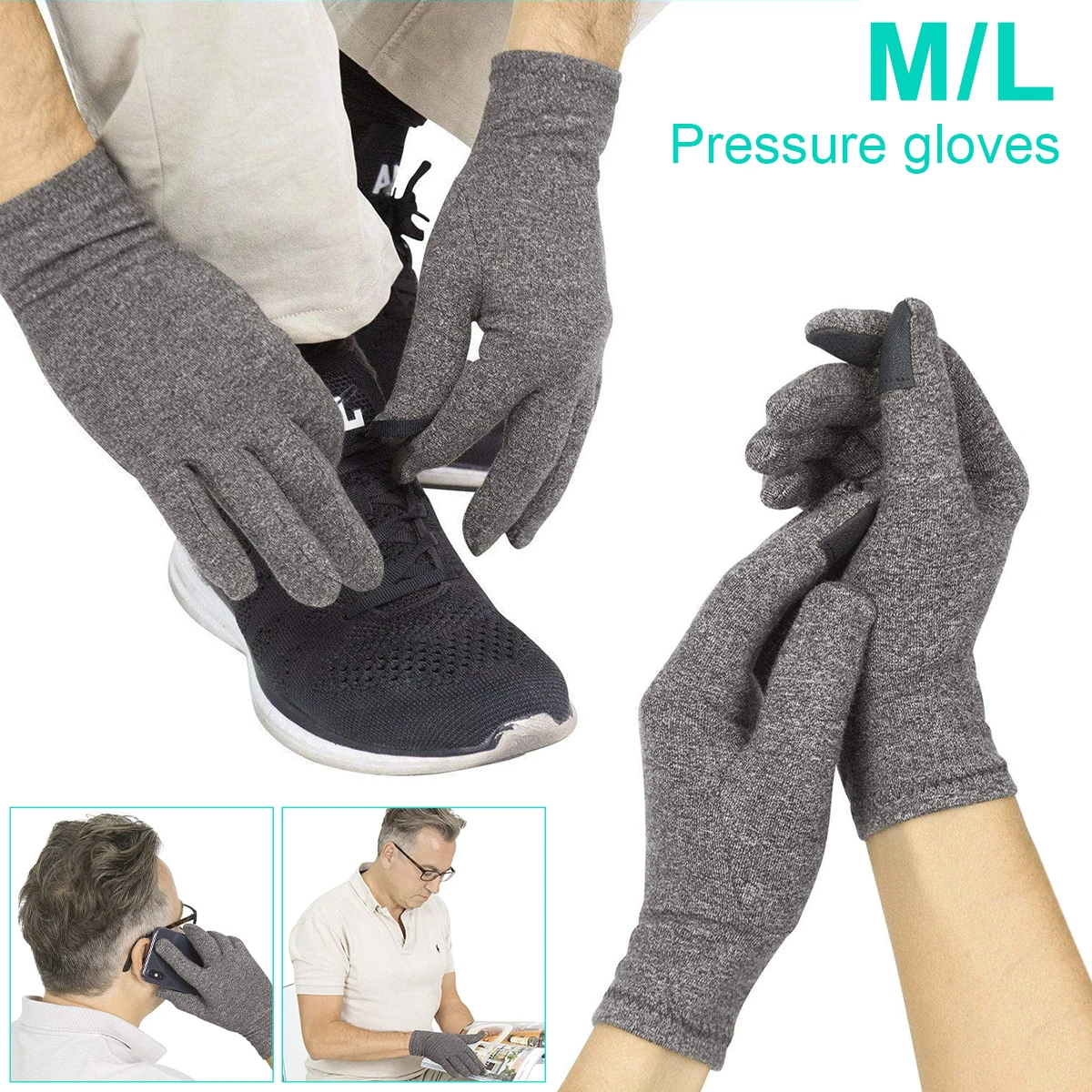 1 Pair Full Finger Arthritis Gloves for Rheumatoid & Osteoarthritis Comfort and Soft Cotton Compression Gloves Women Men