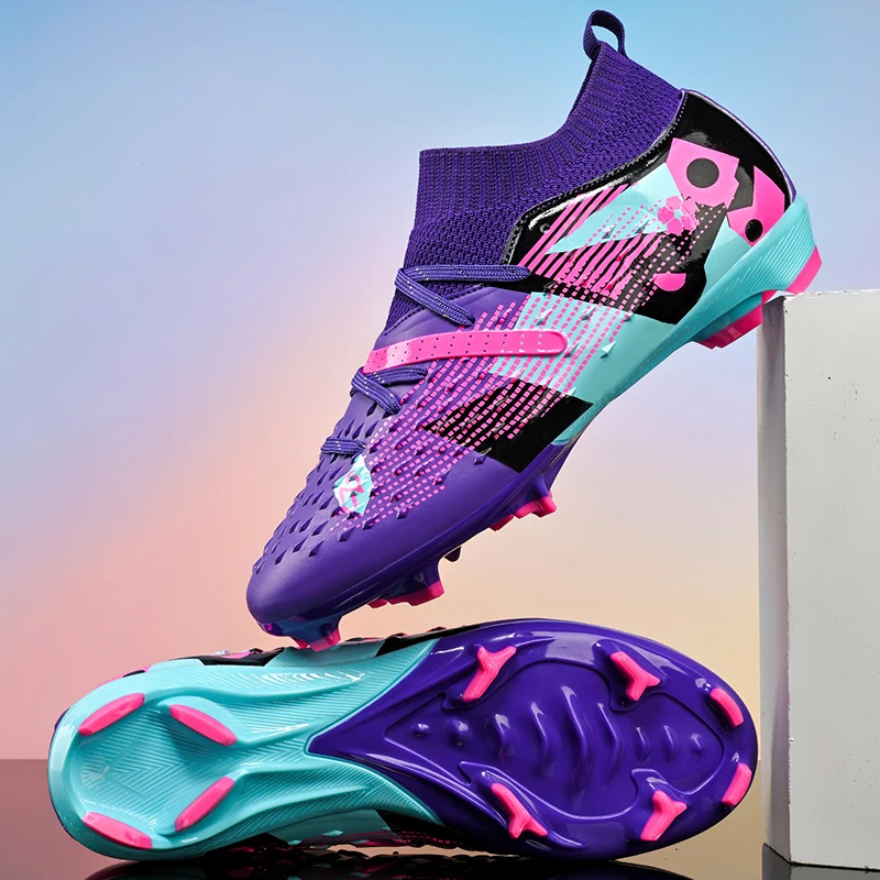 

Football Boots Men Spike FG/TF High Ankle Youth Anti-slip Cleats Women Indoor Football Outdoor Soccer Training Sneakers 35-46#