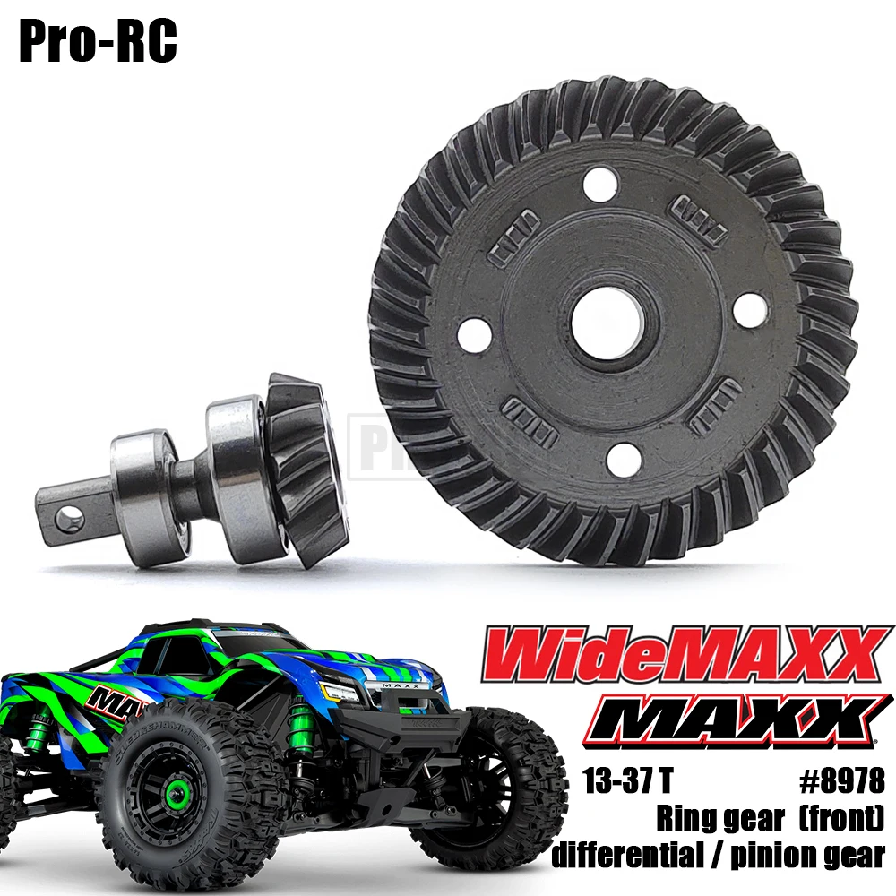 Fits Traxxas 1/10 MAXX V2 WideMaxx 8978 Front Spiral Cut  Ring & Pinion Gear HRC45-50 Chrome Hardened Steel CNC Uprage Set