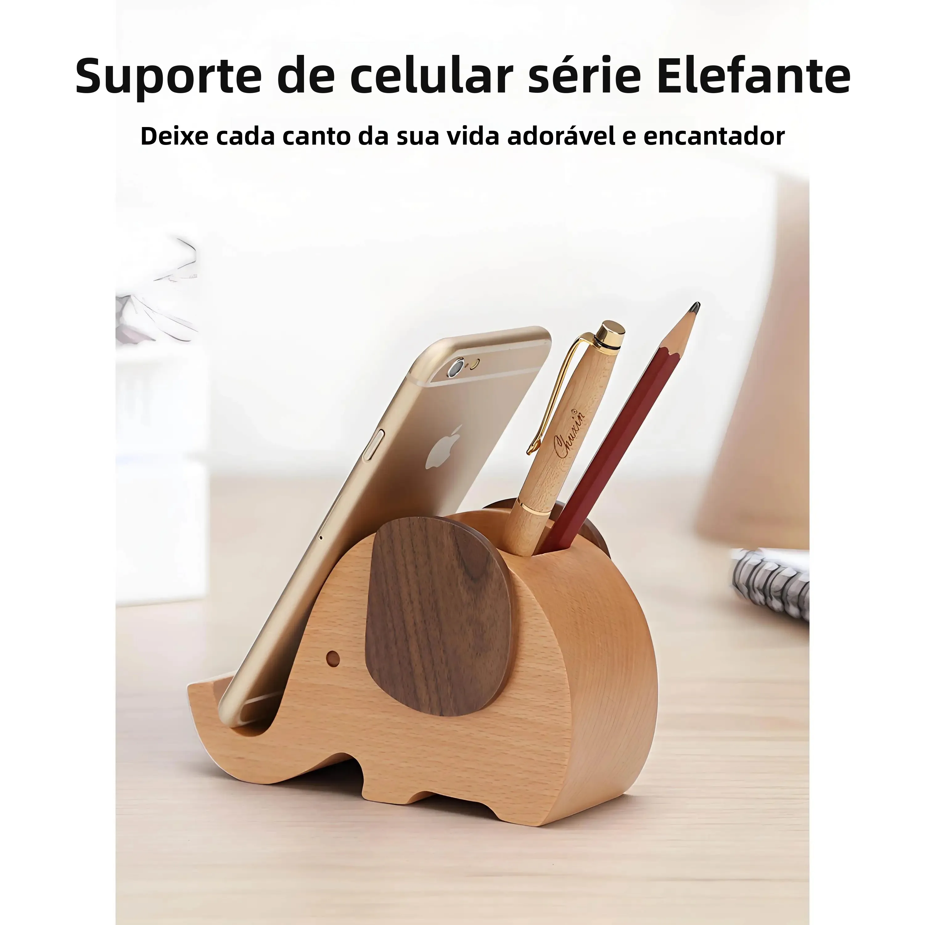 support-de-telephone-portable-innovant-en-forme-d'elephant-en-bois-d'orme-pour-bureau-fournitures-de-bureau-rangement-decoration-ornement-decoratif
