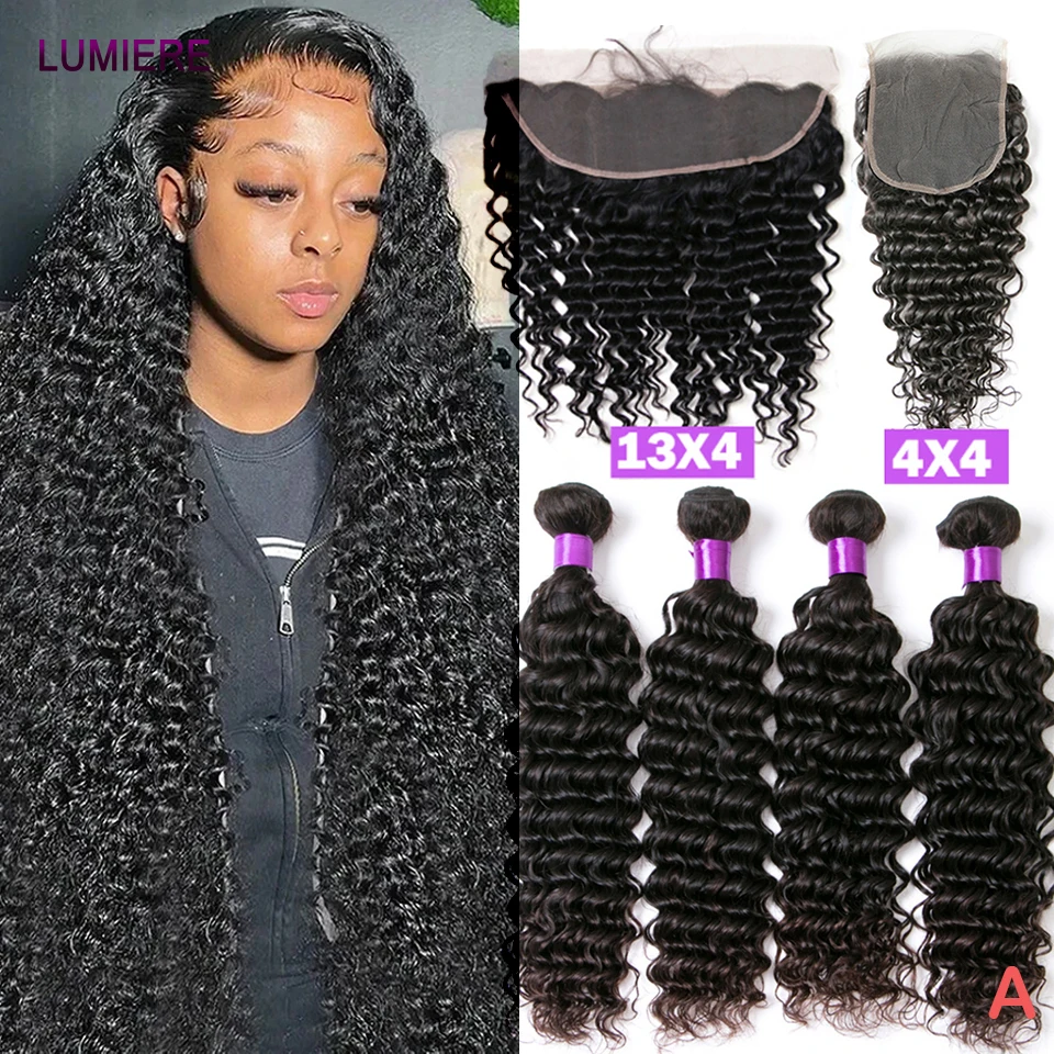 

Высочайшее качество, пучки человеческих волос с глубокими вьющимися волнами, 3/4 пучка волос, 100% необработанные пучки человеческих волос, бразильское наращивание волос девственницы